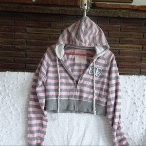 Pink brand zippered jacket with hood
